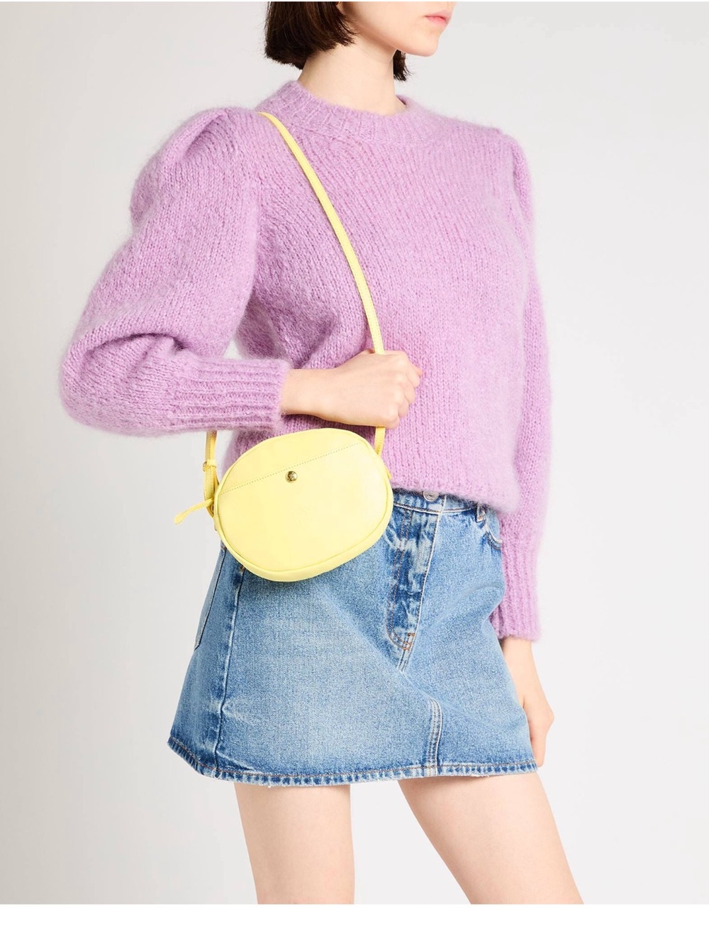 IL BISONTE Rubino Pastel Yellow Leather Crossbody Bag